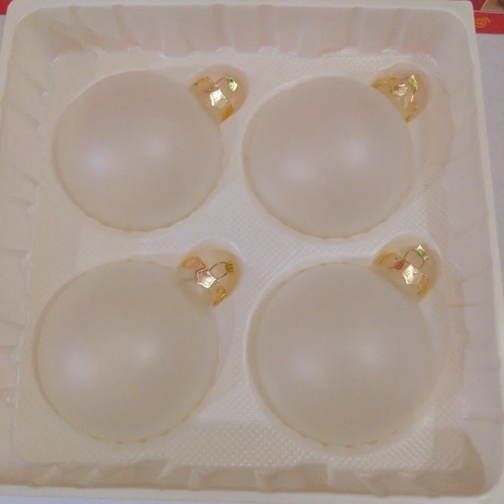 Vtg Holiday Makers Frosted Glass Ornaments White Matte Christmas Balls DIY Set 2